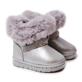 Silberne Hollee Kinder-Schneestiefel mit Zirkonia