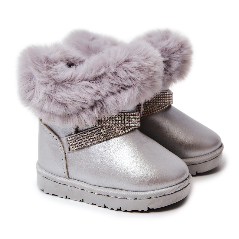 Silberne Hollee Kinder-Schneestiefel mit Zirkonia silber-