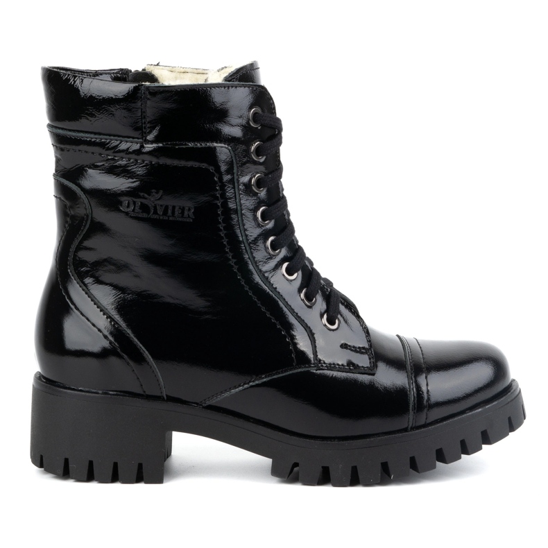 Olivier Damen-Lederstiefel, isoliert, 272BB, schwarzes Lackleder