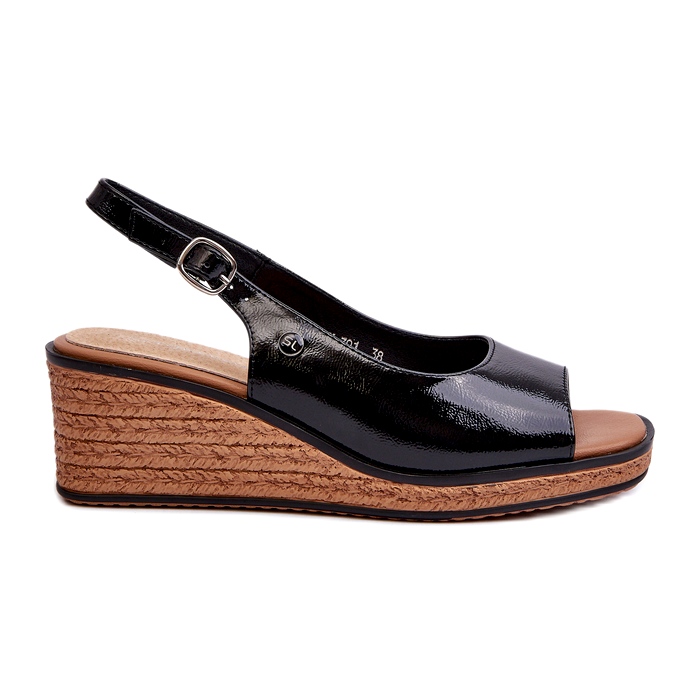 Lack-Keilsandalen für Damen Sergio Leone SK301 Schwarz