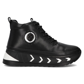 Filippo DBT4214/24 Bk Wh Leder-Plateaustiefel, schwarz