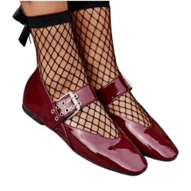 Ballerinas aus Lackleder mit Gürtel, Burgundy Azirae rot