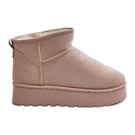 Damen-Plateau-Schneestiefel mit Fellfutter, Hellbeige Xamella