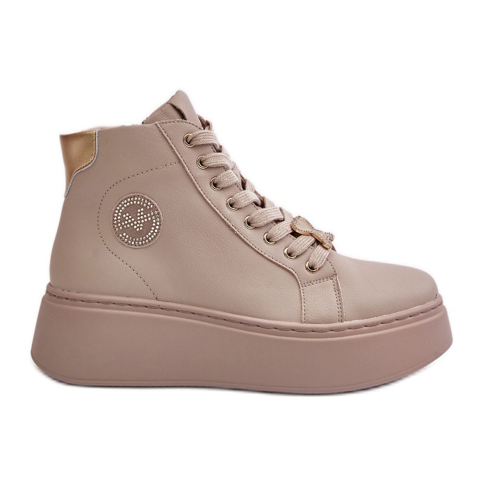 Hohe Damen-Ledersneakers auf der Plattform Vinceza 66707 Beige