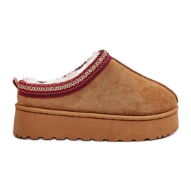 Plateau-Schneestiefel für Damen, isoliert mit kamelfarbenem Remenia-Fell braun