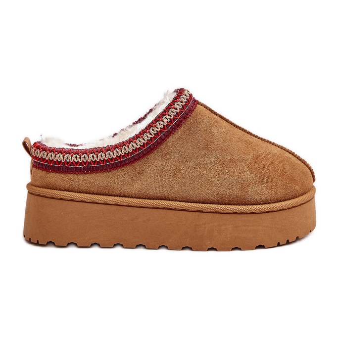 Plateau-Schneestiefel für Damen, isoliert mit kamelfarbenem Remenia-Fell braun