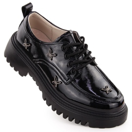 Damen-Oxfords aus Leder mit Nieten, schwarz Artiker 55C1011