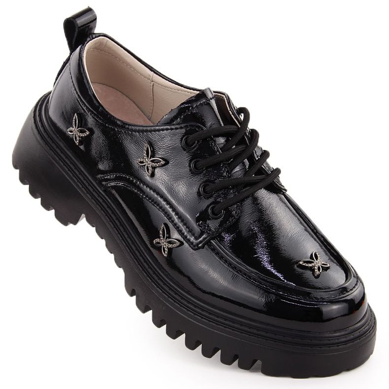 Damen-Oxfords aus Leder mit Nieten, schwarz Artiker 55C1011