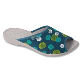 Befado Damenhausschuhe mit PU-Muster 255D003 grün