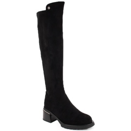 Schwarze Wildlederstiefel für Damen S.Barski JC42-81