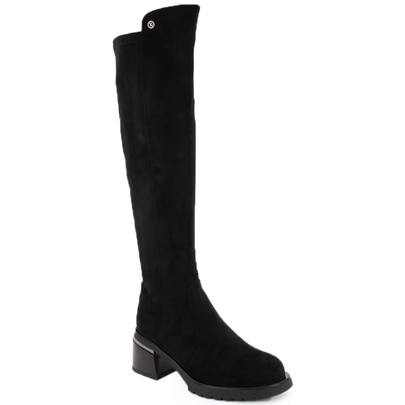 Schwarze Wildlederstiefel für Damen S.Barski JC42-81