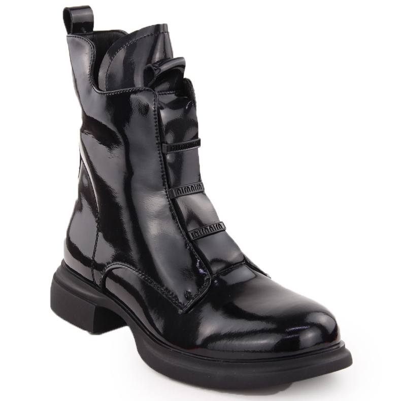 Damen-Lacklederstiefel, schwarz, Vinceza 66678