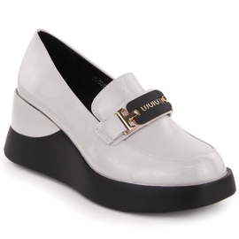 Graue Damen-Keilschuhe aus Leder Vinceza 58337