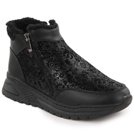 Schwarze Damen-Lederstiefeletten mit Blumen T.Sokolski Z24-329