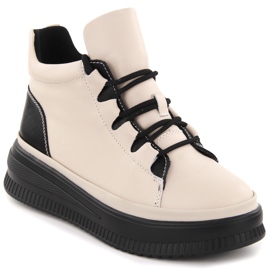 Isolierte Lederstiefel für Damen, beige, Artiker 55C1051