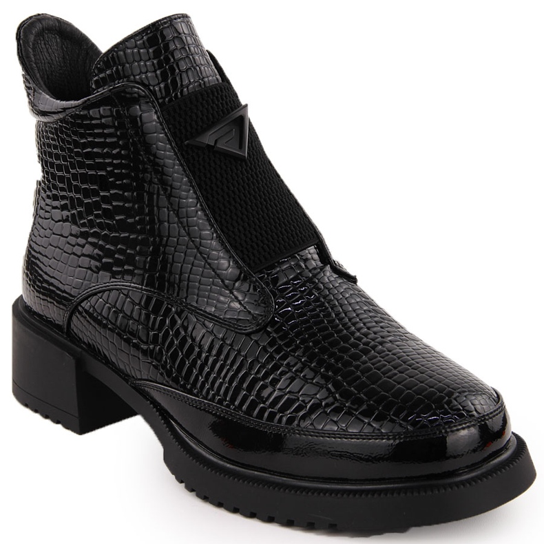 Damen-Stiefeletten aus Lackleder, schwarz, Filippo DBT6663