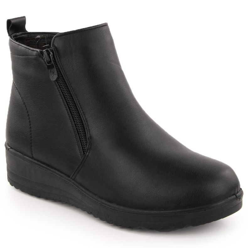 Bequeme, erhöhte schwarze Damenstiefeletten Filo Donna Z24-37