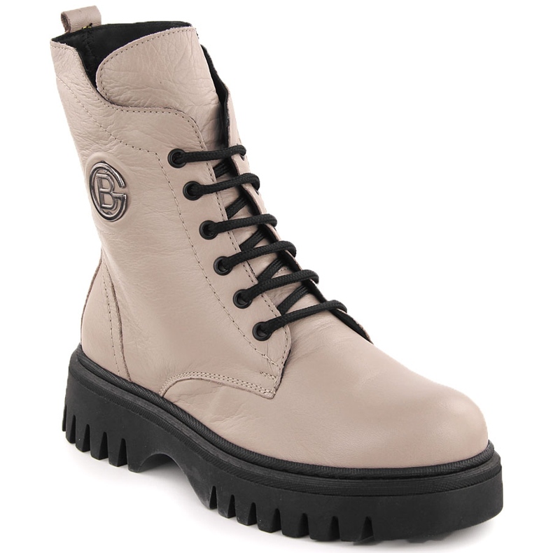Damen-Arbeiterschuhe aus Leder mit dicker Sohle, beige T.Sokolski Z1962