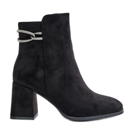 Isolierte Damen-Stiefeletten mit hohem Absatz, Öko-Wildleder, schwarzes Saivia