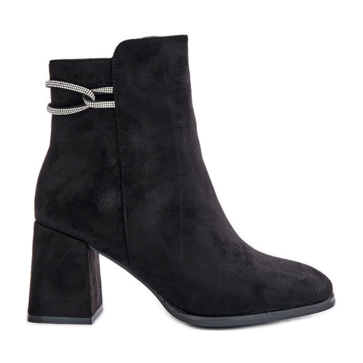 Isolierte Damen-Stiefeletten mit hohem Absatz, Öko-Wildleder, schwarzes Saivia