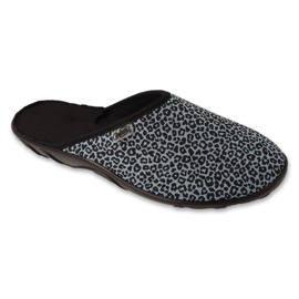 Befado Damen-Hausschuhe mit Animal-Print 235D205 grau/schwarz
