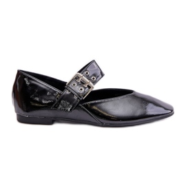 Ballerinas aus Lackleder mit Riemen, Black Azirae schwarz