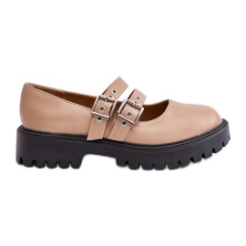 Damenschuhe mit beigen Riemen aus Öko-Leder Terione