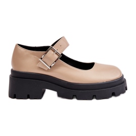 Beige Damenschuhe mit Schnalle Plikuria