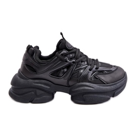 Damen-Sneaker mit dicker Sohle, Schwarz Amoserna