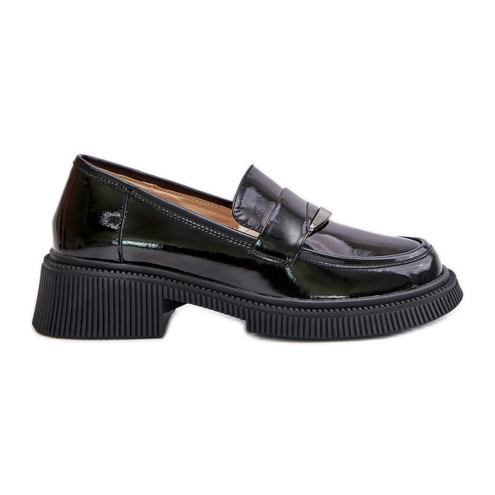 S.Barski Lackierte Damen-Loafer mit Dekoration D&amp;A LZ42-031 Schwarz