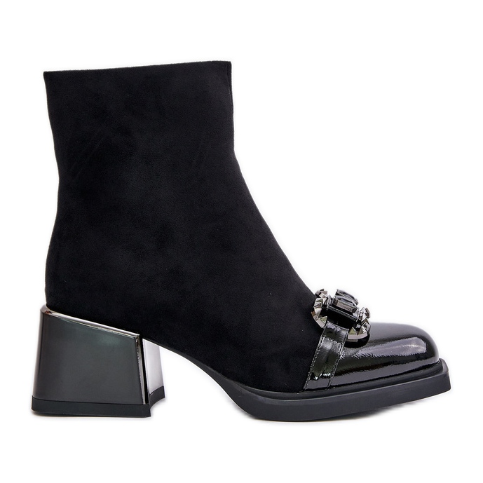 S.Barski Elegante Damenstiefel mit hohem Absatz und Verzierung, Schwarz MR880-127