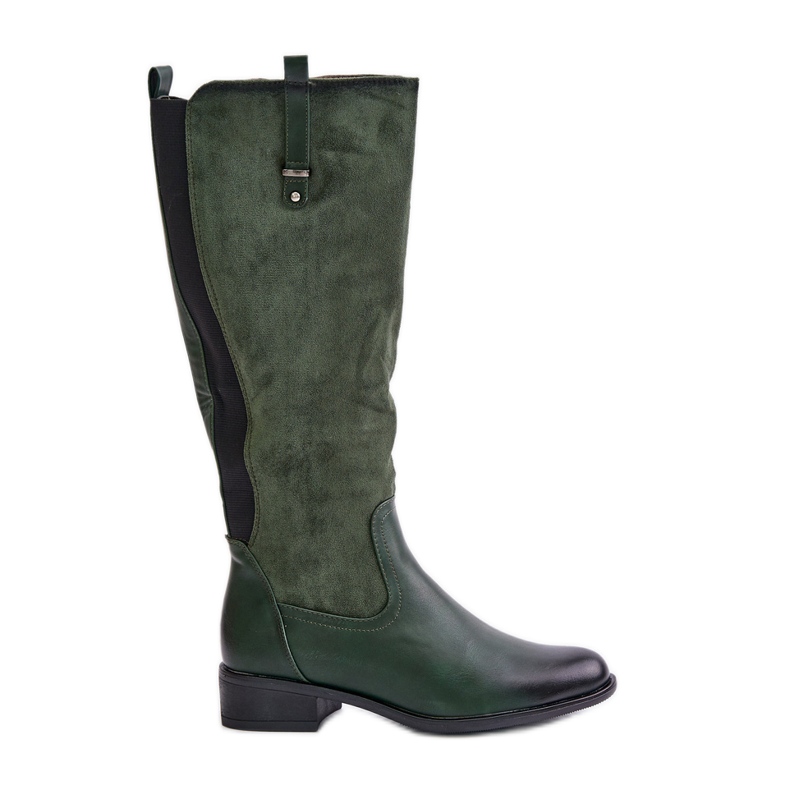 Jezzi Isolierte Overknee-Stiefel für Damen mit Reißverschluss, Grün Ivasira