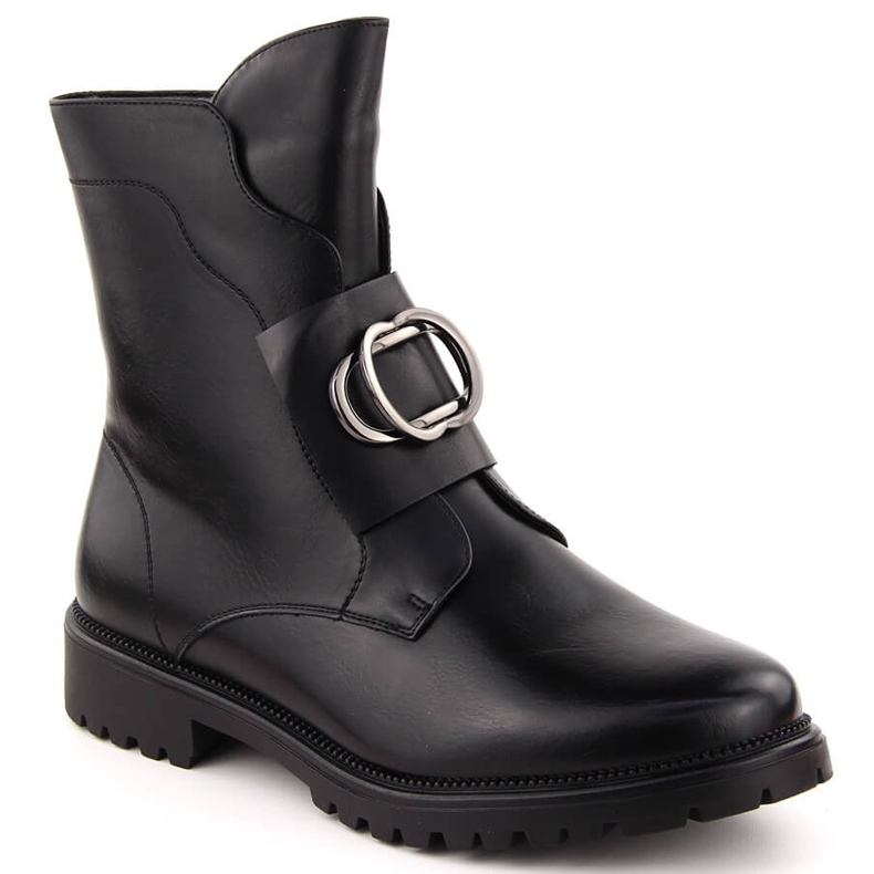 Isolierte Damenstiefel mit Verzierung, schwarz Potocki 12441