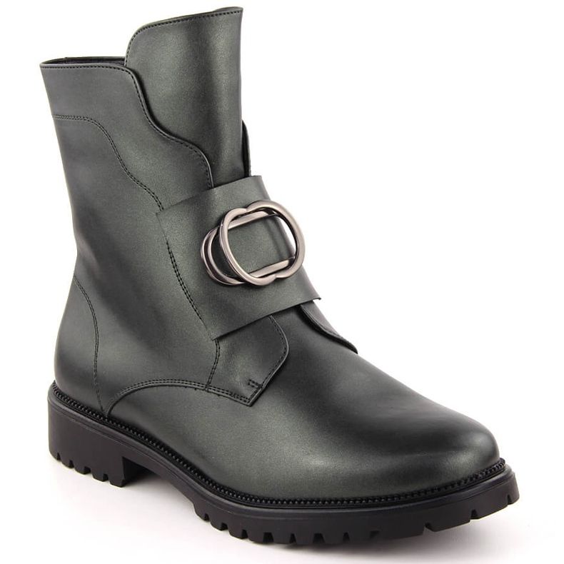 Isolierte Damenstiefel mit Verzierung, grün Potocki 12441