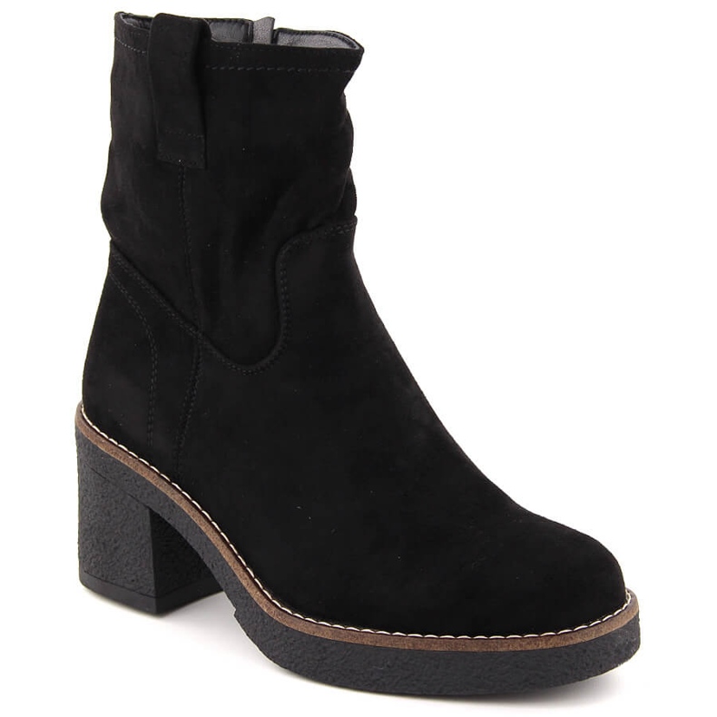 Damen-Stiefeletten aus Wildleder, schwarz, Potocki 51302