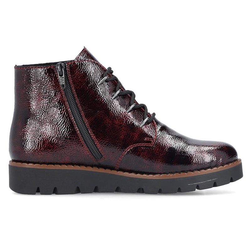 Burgunderrote Damen-Lackstiefelette Rieker 44902-35