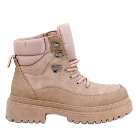 Mathen Khaki Trapper-Stiefeletten beige