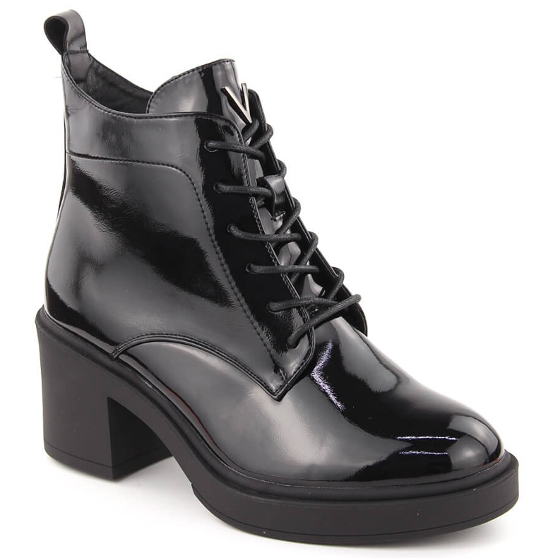 Damen-Lackstiefelette, schwarz, Vinceza 58321