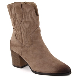 Isolierte Cowboystiefel für Damen, beige Vinceza