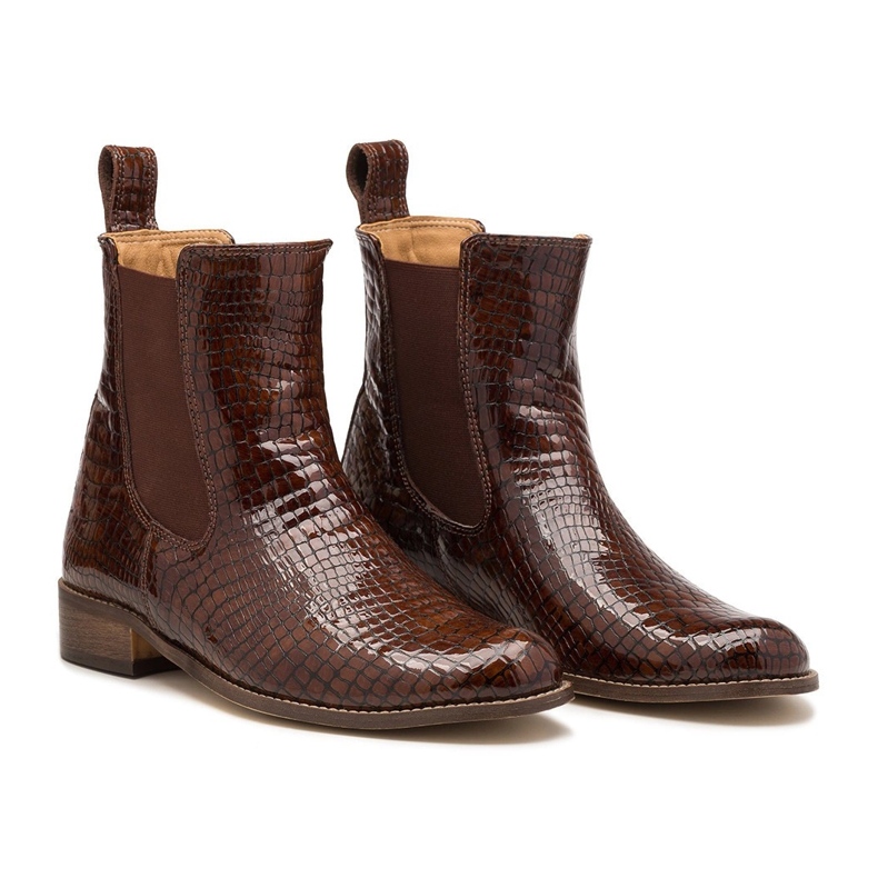 Flache Chelsea-Stiefel, Kamelleder Butdam Stw braun