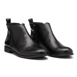 BUTDAM Btz Aurora Herbststiefel aus schwarzem Leder mit flachem Absatz