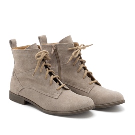 BUTDAM Damen-Schnürstiefel aus Leder Trw, beige