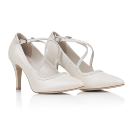 BUTDAM Hochzeitsschuhe, Tanz-High-Heels mit Kreuzriemen, Ecru-Perle beige