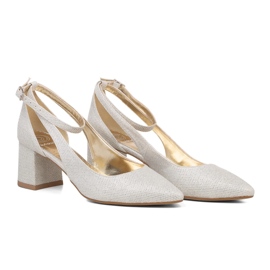 BUTDAM Gabi silberne Glitzer-Pumps mit niedrigem Absatz
