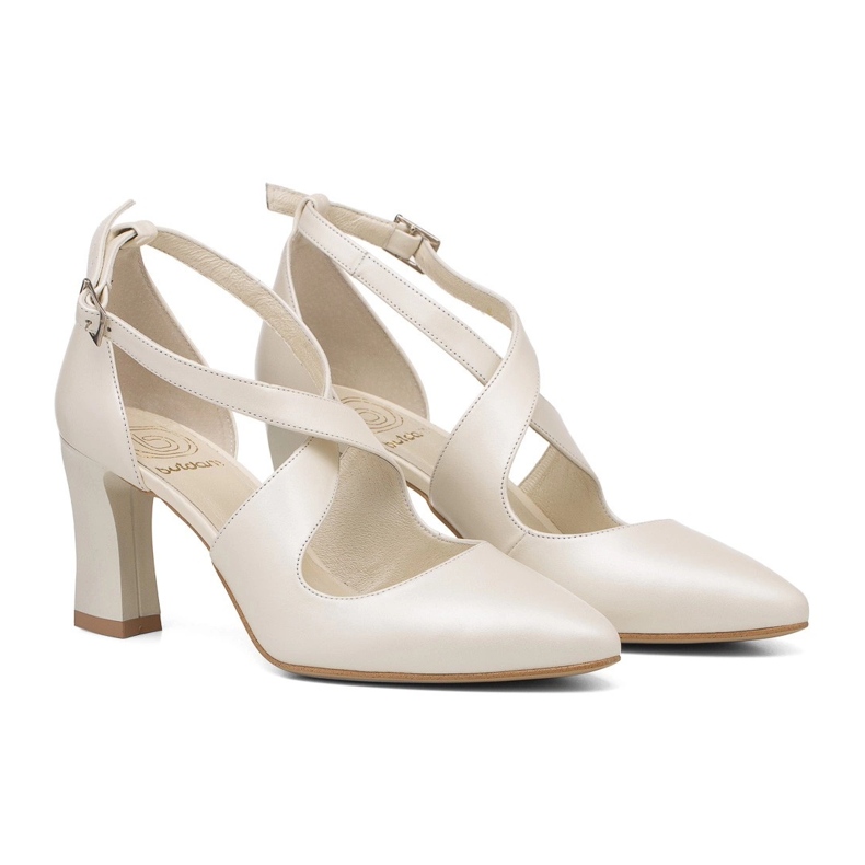 BUTDAM Pumps mit Riemchen auf ecrufarbenem Absatz Iga beige