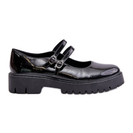 Damen-Lacklederschuhe mit Riemen, Black Rialuna schwarz