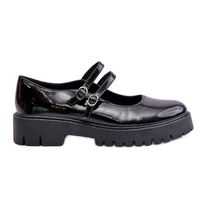 Damen-Lacklederschuhe mit Riemen, Black Rialuna schwarz