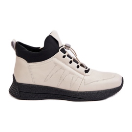 Isolierte Sportschuhe aus Leder mit Reißverschluss Artiker 55C0038 Beige
