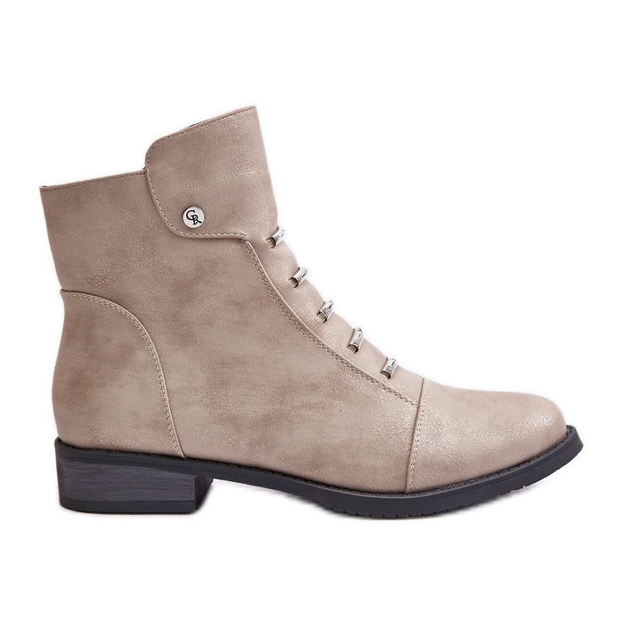 Jezzi Beige Labise isolierte flache Damenstiefel
