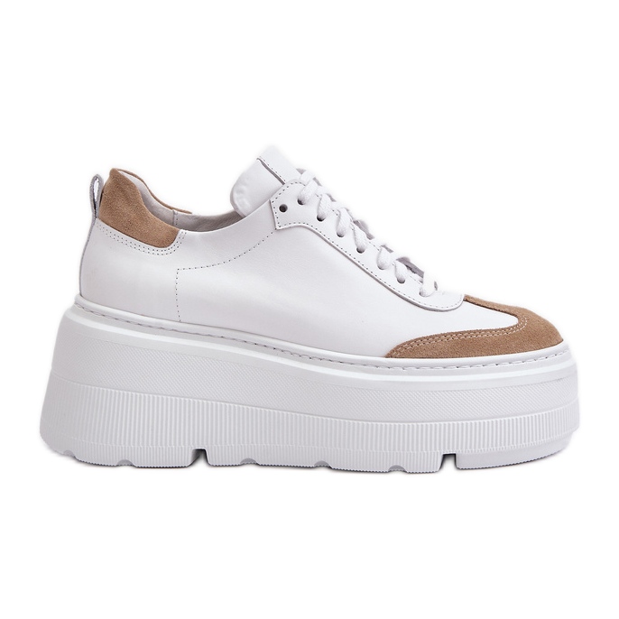 Ledersneaker auf massivem Plateau Lewski 3635/X Weiß-Beige
